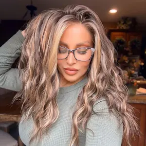 AISOM Mila Sunlit Mocha Water Wave Free Part Lace Front Wig with Scandinavian Hairline Glueless Wig 16 Inch Heat Friendly Synthetic Hair Low Density Daily Use