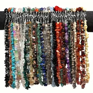 10pcs Adjustable Bohemian Style Crushed Stone Beaded Necklace Set For Women'S Daily Wear, Parties, Mother'S Day Gift, Anniversaries Random