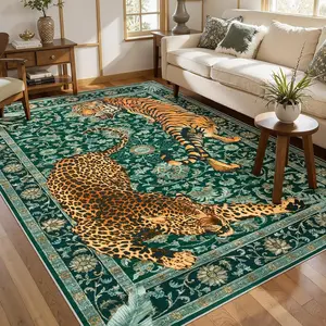 Vintage Tiger Leopard Carpet, Non-Slip Rug, Tiger Pattern Rug, Animal Print Rug, Boho Area Rug, Boho Rugs, Large Sofa Coffee Table Mat, Suitable for Dining Room Office Living Room Bedroom