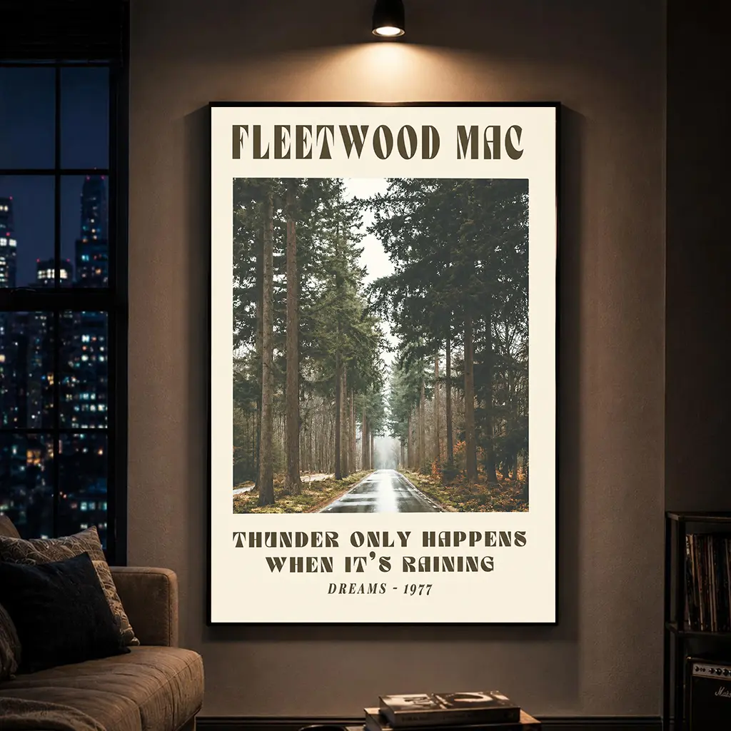 Fleetwood Mac Music Poster, 70s Vintage Home Decor, Song Lyrics Print, Gift for Music Lovers, Living Room Decor, Music Room Decor, Retro Music Poster, Vintage Music Decor, Aesthetic Room Decor, Music Lover Gift