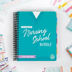 Nursing School Complete Study Bundle 2026 | Spiral Bound 350+ Pages NCLEX Prep, Med Surg, Pharm, Pediatrics, Fundamentals Guide