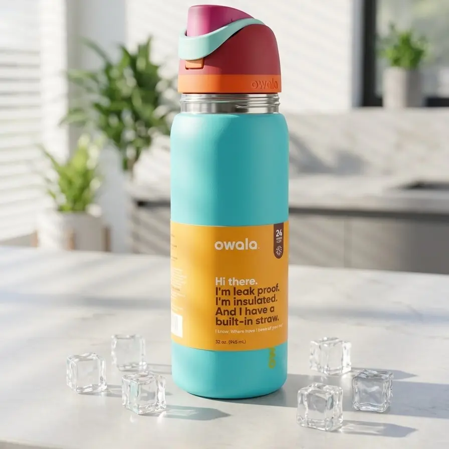 32oz Vacuum Insulated Stainless Steel Water Bottle, Leakproof Flip Straw Tumbler with Handle, Portable Sports Travel Cup proof leak