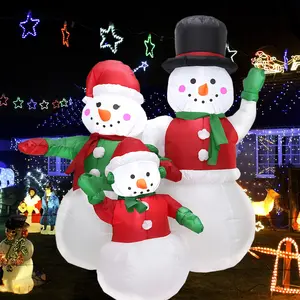 5 Ft Christmas Inflatables Snowman Family Outdoor Decoration with Built in LED Lights Blow ups Christmas Snowman Decoration, Xmas Inflatable Decor for Lawn Garden Yard and Holiday Party