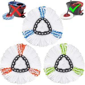 3PC Microfiber Spin Mop Heads Compatible with EasySwing 1-Tank System, Triangular Water-Absorbent Cloth for Hard Floors & Tiles