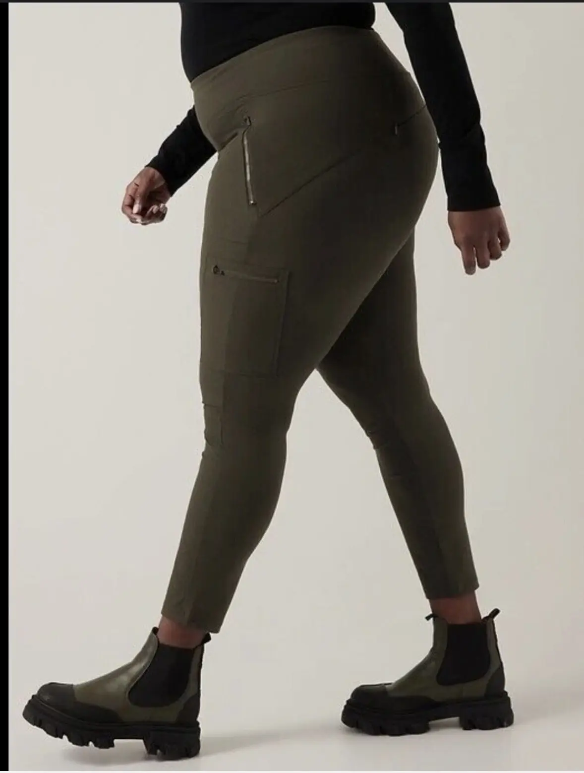 NWOT Athleta Headlands Hybrid Cargo II Tight Green Women's Plus Size Leggings Size 26 Spandex Nylon Pants casual