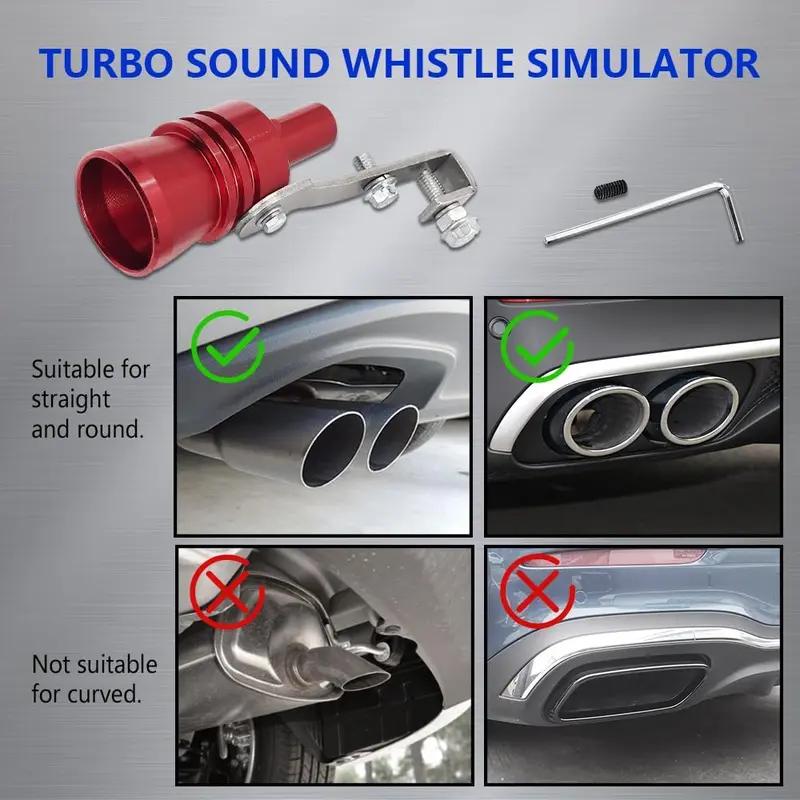 3PCS Car Exhaust Pipe Decorative Whistle, Aluminum Alloy Vehicle Decor Accessory, Universal Fit for Most Cars, Red