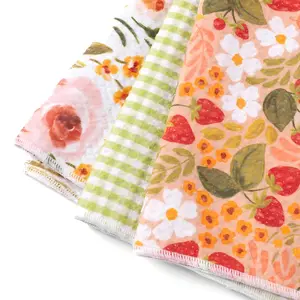 Spring Tones Print Kitchen Dish Towel Set, Pack of 3 Microfiber Kitchen Hand Towels, Reusable, 16" x 24"