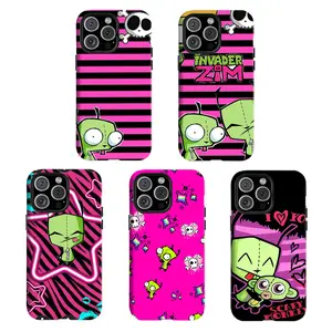 Y-Y2K emo Invader Zim-themed phone cover,Having good protective properties,for iPhone 16 15 14 13 12 11 17Pro Max,for Samsung S25 S24 S23 S22 Ultra,Suitable for giving as gifts, for Christmas and Thanksgiving Day