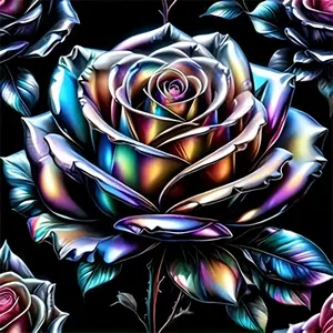 Metallic Rainbow Gradient Rose，Multiple sizes available including square and round diamonds. This 5D DIY diamond painting set diamond art chic embroidery designs kit handmade furniture decor holiday birthday art personalized gift Cross Stitch Kit.