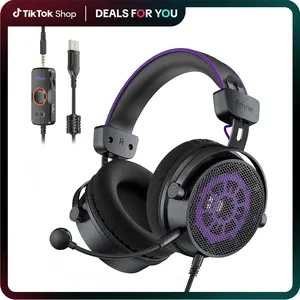 fifine H18V USB/3.5mm Open-Back Gaming Headset, with 7.1 Surround Sound, Expansive Open Audio, USB/3.5mm Dual Wired Connection, Detachable Mic, for PC, PS5, PS4, Laptop, Mac, Xbox, Mobile, AmpliGame H18V Lite