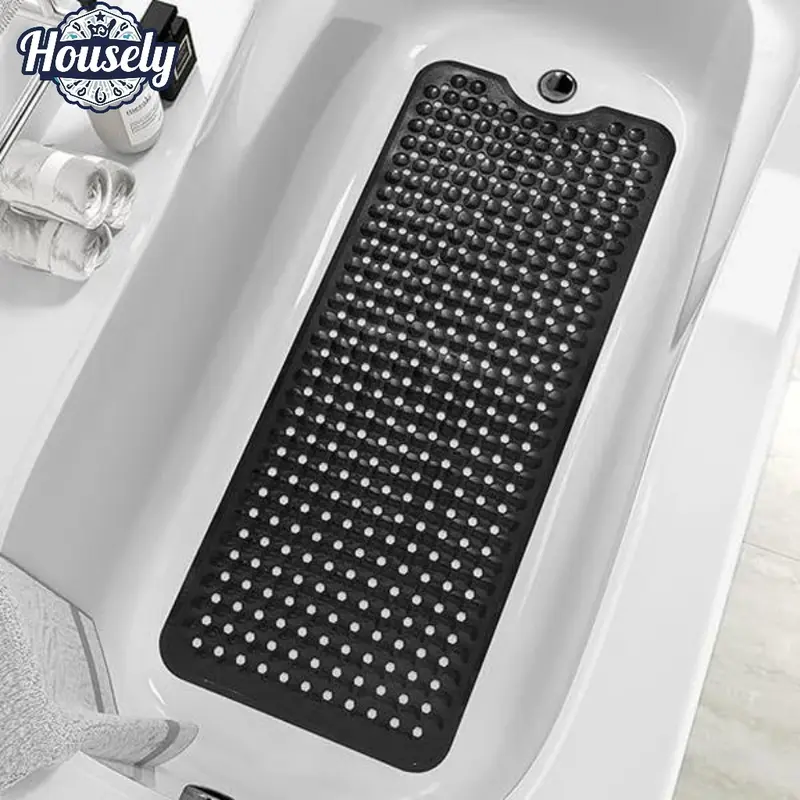 Bathtub anti-slip mat , Solid Color Anti-slip Bathtub Mat, Extra Long Bath Massage Mat, Suction Cup Design Safety Shower Bathtub Mat ,Machine Washable and Anti Slip Bathmats,