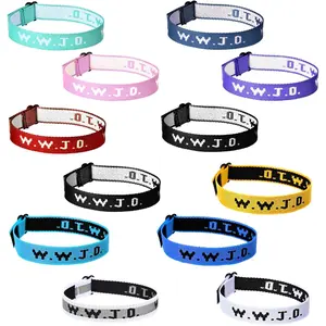 12/24/36/60PCS WWJD Bracelets, Adjustable  Colorful What   Do Bracelets Bulk, Sewn Webbing Inspirational Christian Wristbands Religious Woven Bracelet  for Women, Men,