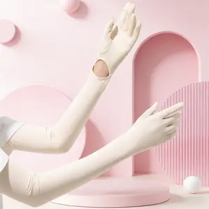 2 Pairs Full-Finger Extended Ice Silk Arm Sleeves – UPF50+ UV Protection, Ice-Cool, Lightweight Breathable & Touchscreen Friendly, Perfect for Outdoor Sports, Driving & Travel