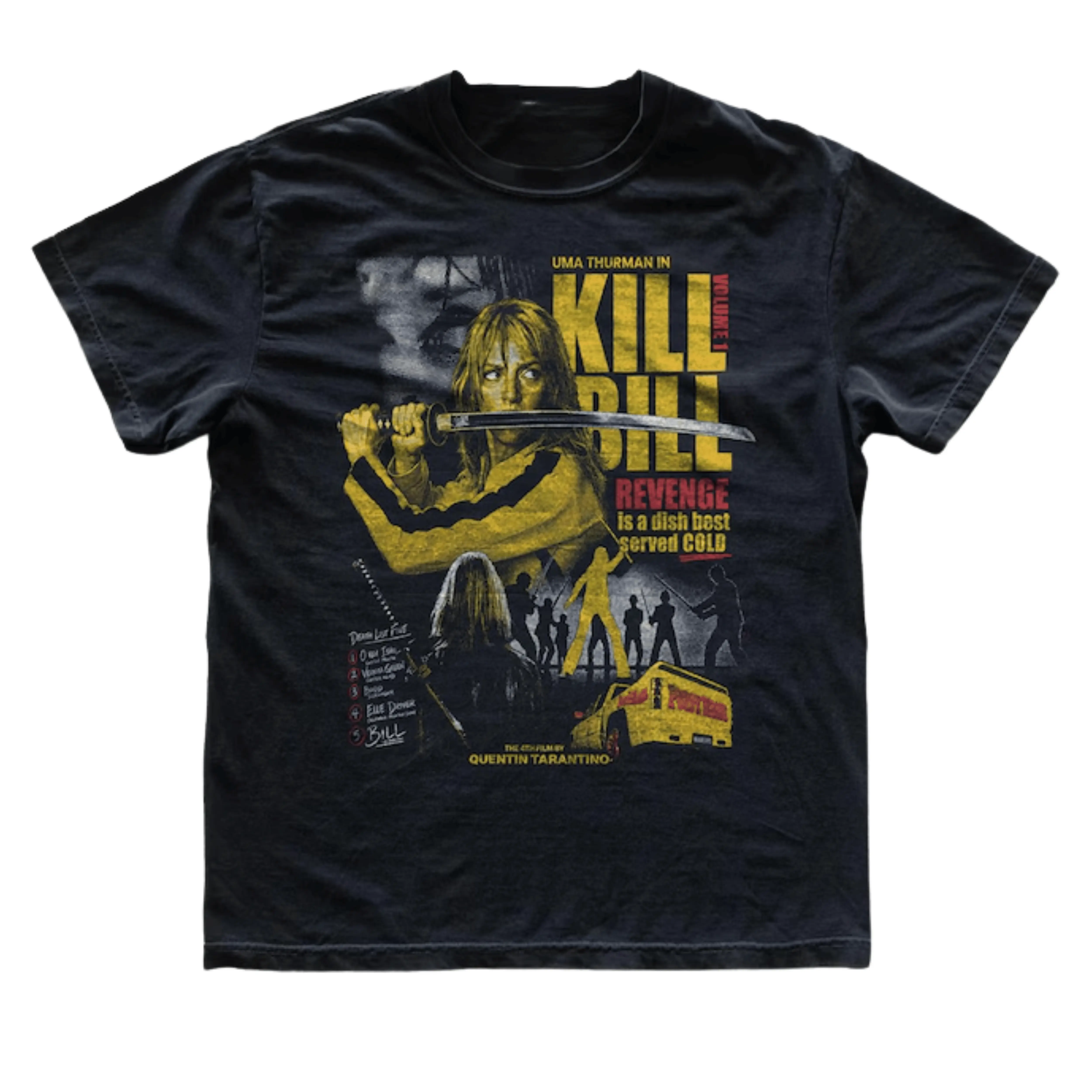 Gildan Men's and Women's T-shirt, Vintage Kill Bill Graphic Tee, Quentin Tarantino Movie Shirt, Uma Thurman Beatrix Kiddo Top, Revenge Is A Dish Best Served Cold Quote, Retro Martial Arts Bootleg Merch, Gift for Movie Fans, Unisex Streetwear
