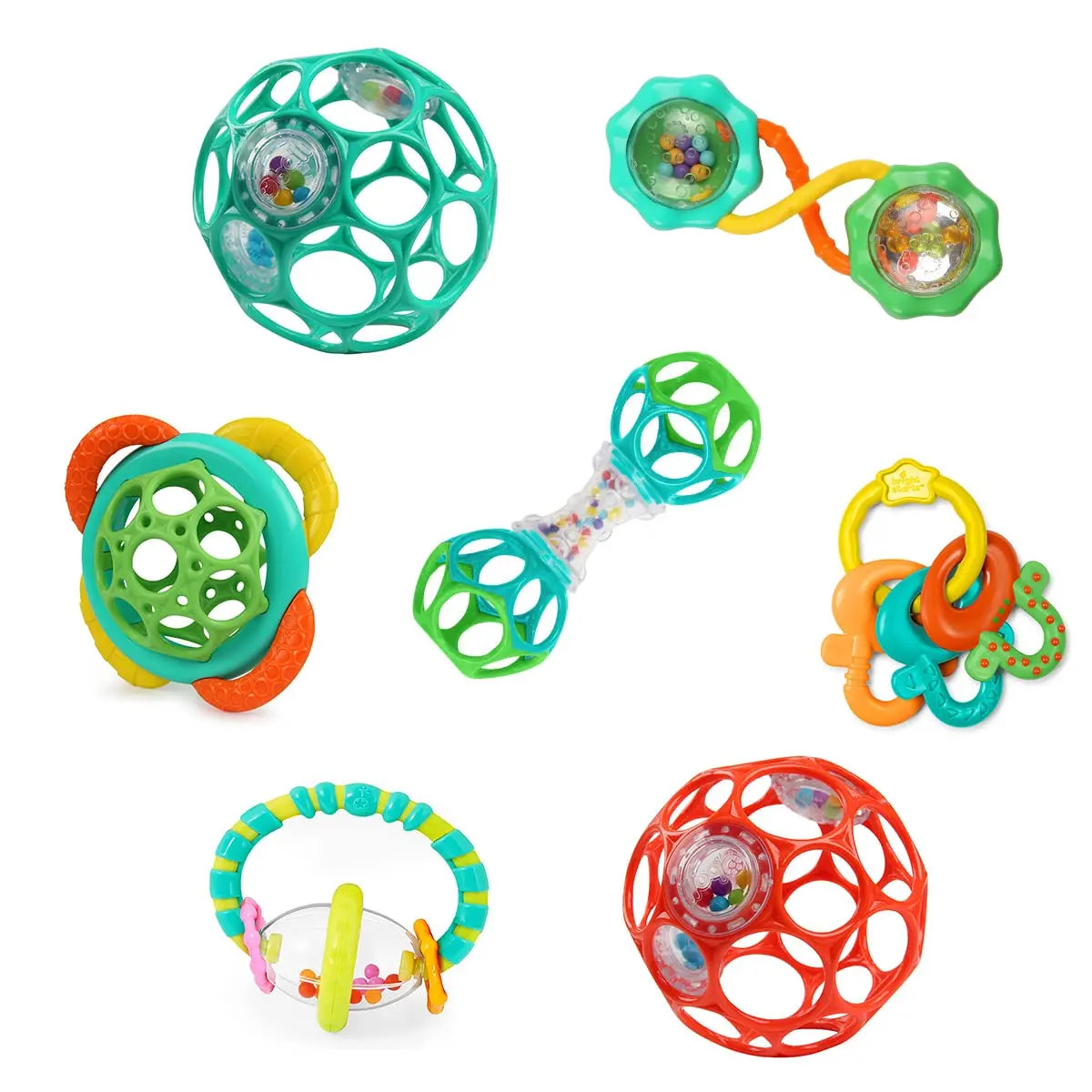 Soothers & Shakers 7-Piece Baby Gift Set – BPA-Free Rattles, Teethers & Stroller Toys for Newborns