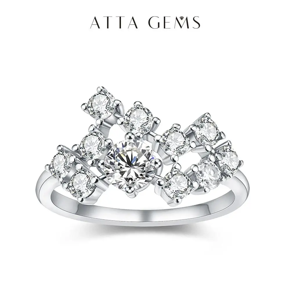 1.5CT Moissanite Ring for Women, Crown Shape Artificial Gemstone, D Color Diamond Alternative for Engagement, Artificial Gemstone Ring, Crown Shape Ring
