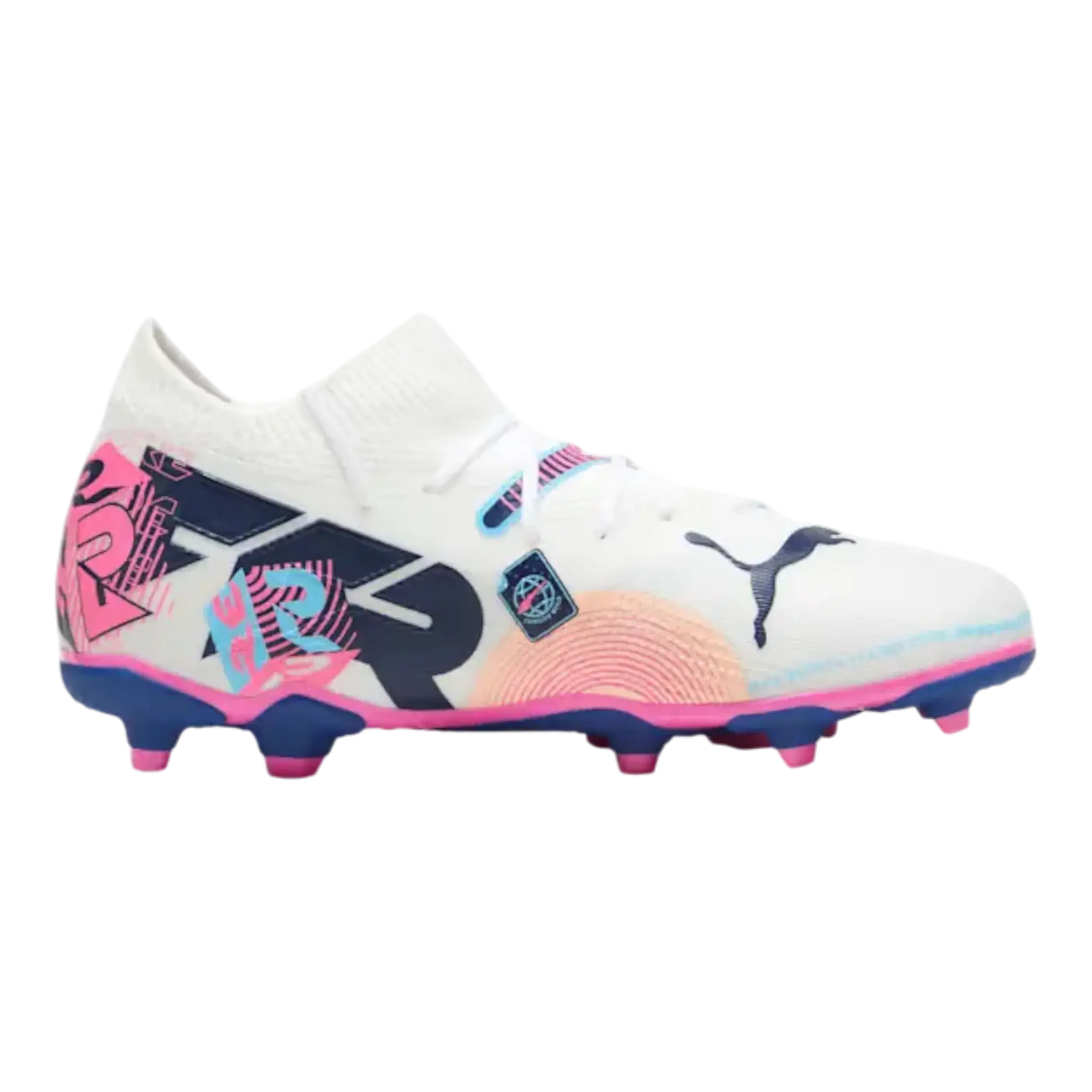 PUMA Future 7 Match Volume Up Football Boot in White/Pink | Big Kids' (GS)