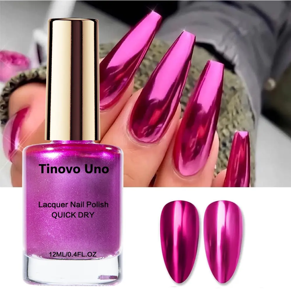 Tinovo Uno “Lacquer Nail Polish-Purple” - 12ml, Natural Quick-Drying Mirror Effect, Nail Art Manicure, A Must-Have For DIY Nail Art Enthusiasts, Nail Products, And The Effect Is Better When Used Together With The Functional Adhesives Of This Brand