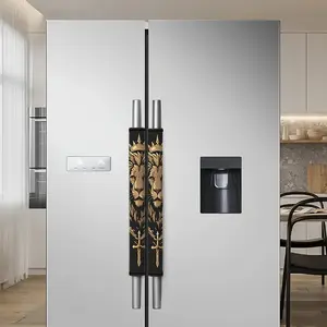 2Pcs Refrigerator gloves, Pink Cross Pattern, Customized and Aesthetically Designed Refrigerator Handle Cover - Universal for All Seasons, Detachable, Easy to Clean, Portable, Multi-functional, and a Must-have for a Refine Kitchen Life@12.16RGC-1