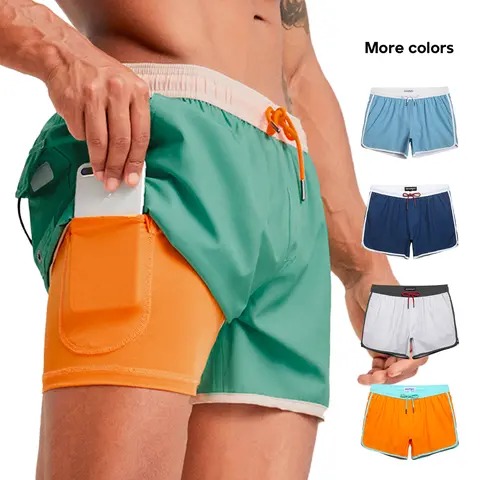 Maamgic Swim Shorts 4.5 Inseam Spandex,2 in 1 Stretch, Polyester, Adjustable Waistband, 2 Side Pockets, 1 Back Pocket & Quick-Drying Compression Liner & Anti-Chafe,Beach Activities,Swimming Pool,Casual Vacation SwimTrunks #tiktokshopbacktoschool Swimming