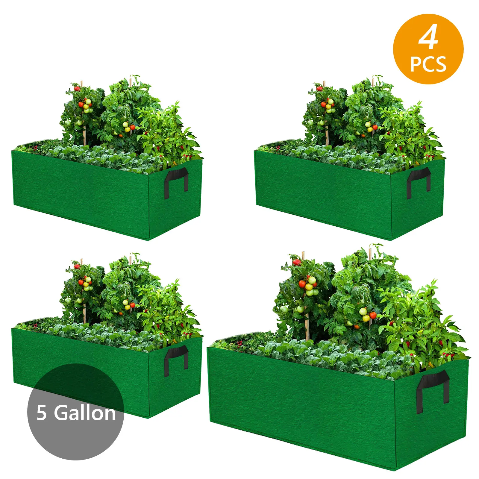 4PCS Rectangular Fabric Plant Grow Bags, Outdoor & Backyard Garden Accessories for Vegetable, Tomato Planting Planters (Garden Supplies Category), Outdoor Garden Accessories