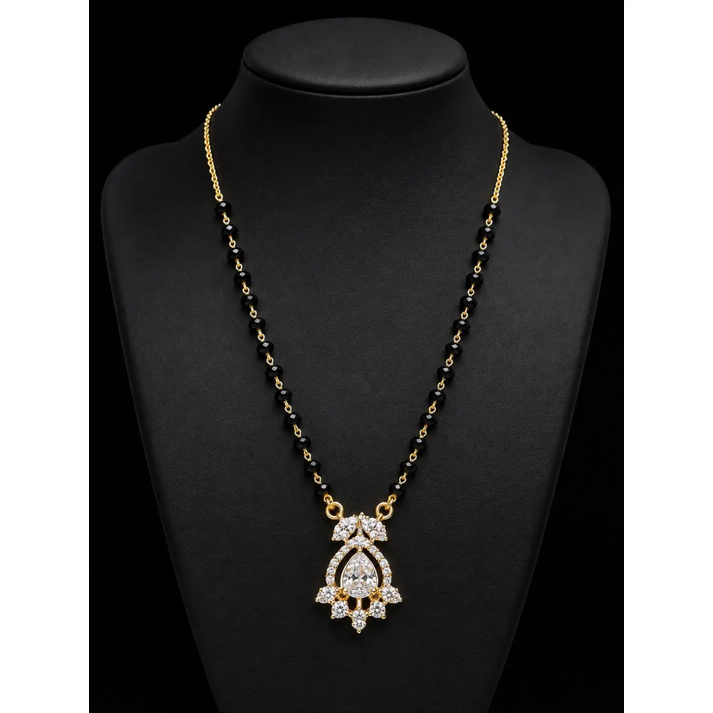 Panchadatu Daily Use Mangalsutra - Elegant Black Beads & Gold Chain Necklace for Women