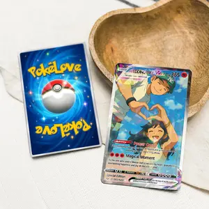 Custom Pokémon-Inspired Couple Keepsake Wedding & Anniversary Photo to Holo Card