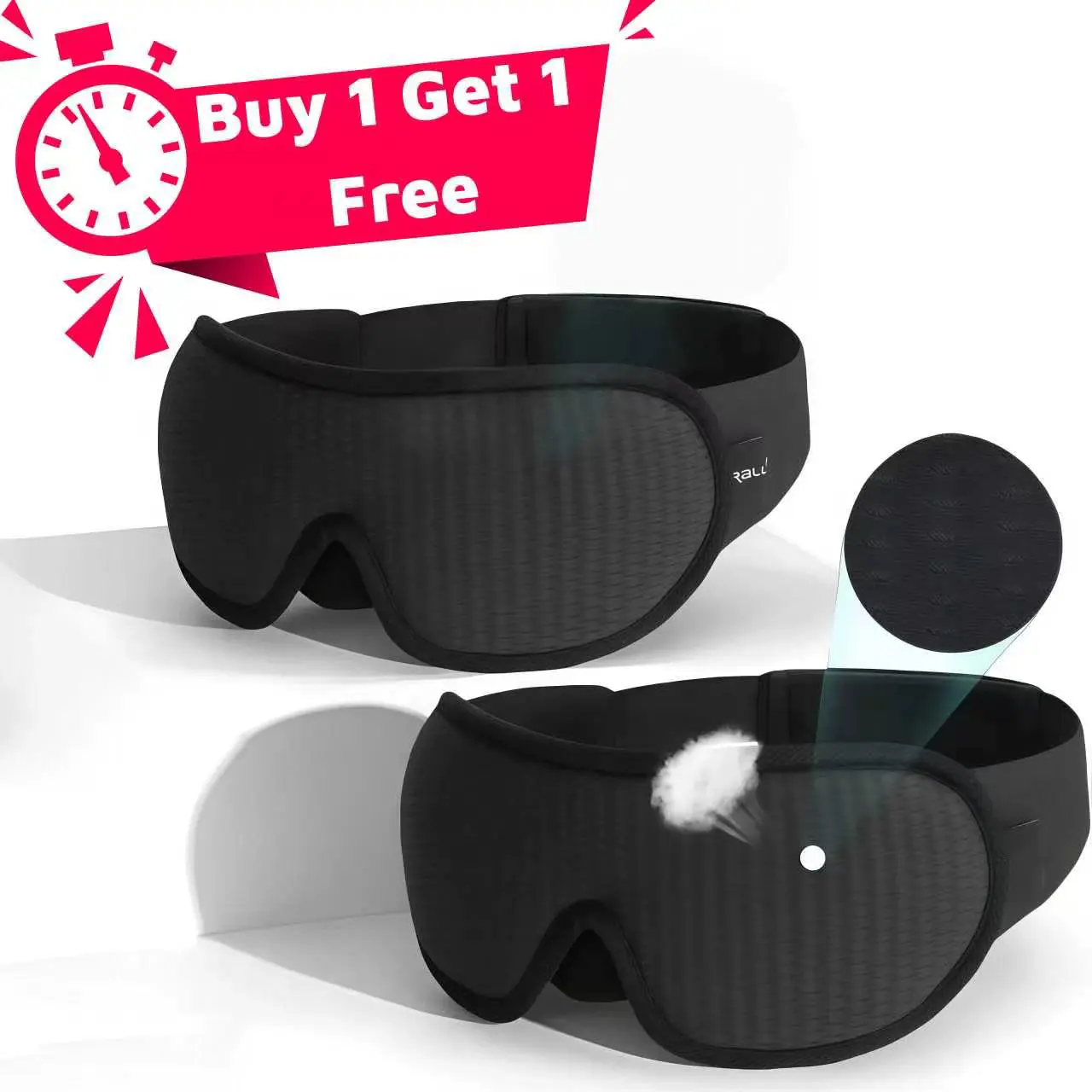 【Buy 1 Get 1 Free Product】Unisex 3D Deep Contoured Sleep Mask, Adjustable Blackout Eye Cover with Nose Pad, 99% Light Block Optimal Light Blocking Sleep Aid for Travel, Gifts for Partners