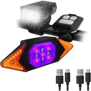 Lights Front and  Rechargeable,  Super Bright  Headlight and Tail Light Set Turn Signals, Easy to Install Safety Flashlight  Rear Blinkers for Night Riding Cycling