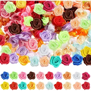 300 Pcs Mini Roses for Crafts 15 mm Mini Small Satin Ribbon Roses Flowers Artificial Tiny Fabric Flowers DIY Sewing Rosettes Applique Embellishments for Wedding Gift Wrapping Decoration