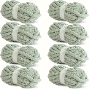 2-Pack Thick Warm Crochet Yarn - Super Soft Plush 100% Polyester, Light Green Roving Yarn for Knitted Blanket, DIY Crafts, Home Decor and Hand Knitting Projects, Yarn for Crochet