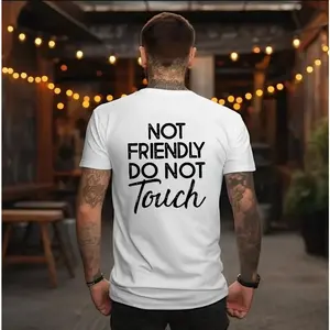 Not Friendly Do Not Touch Print, Men'S Casual Streetwear Hoodies, Comfy And Loose Hooded Pullover Top, Casual Streetwear, Fall Outfits Straight Fabrics
