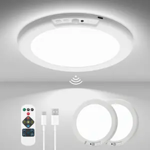 2Pack Rechargeable Motion Sensor Ceiling Light with Remote - Magnetic Wireless Ceiling Light Battery Powered for Closet Shower Stairs Shed Hallway ect summerwins