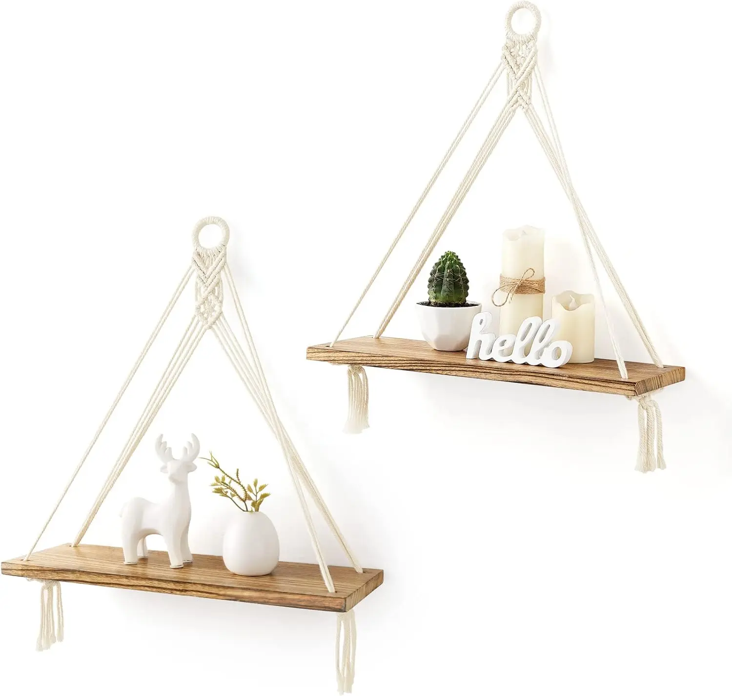 Shelves Boho Wall Decor Set of 2 Rustic Wood Floating Storage Shelf for Bedroom Bathroom Living Room Wooden