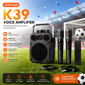 AISOEMX Portable Rechargeable Karaoke Bluetooth Speaker –PA Loud Speaker Systems with 2 Wireless Microphones & Remote Control, FM Radio, USB, Micro SD with Remote Audio Card Remote Control,TWS, FM Radio, Bass/Treble Adjustment,30W,5200mAh tiktokshopspring