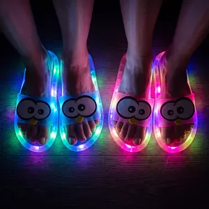BIQIHERELED Light Up Slippers, Flashing Glow Slides, Cute Cartoon Open Toe Sandals, Glowing Slippers, LED Sandals, Festival Shoes, EDM Concert Accessories, Rave Party Footwear, Light Up Festival Outfit,Women's Heel-Activated Light-Up Slippers