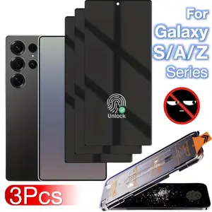 3 Pack Privacy Screen Protector for Samsung Galaxy S25 S24 S23 S22 S21 Plus + Ultra Z Fold 7 6 5 4 3 A56 A55 A54 A53 A52 A35 5G , 9H Hardness Anti-Scratch Anti-Spy Tempered Glass Film - Support Fingerprint Unlock, Case Friendly, Accessories