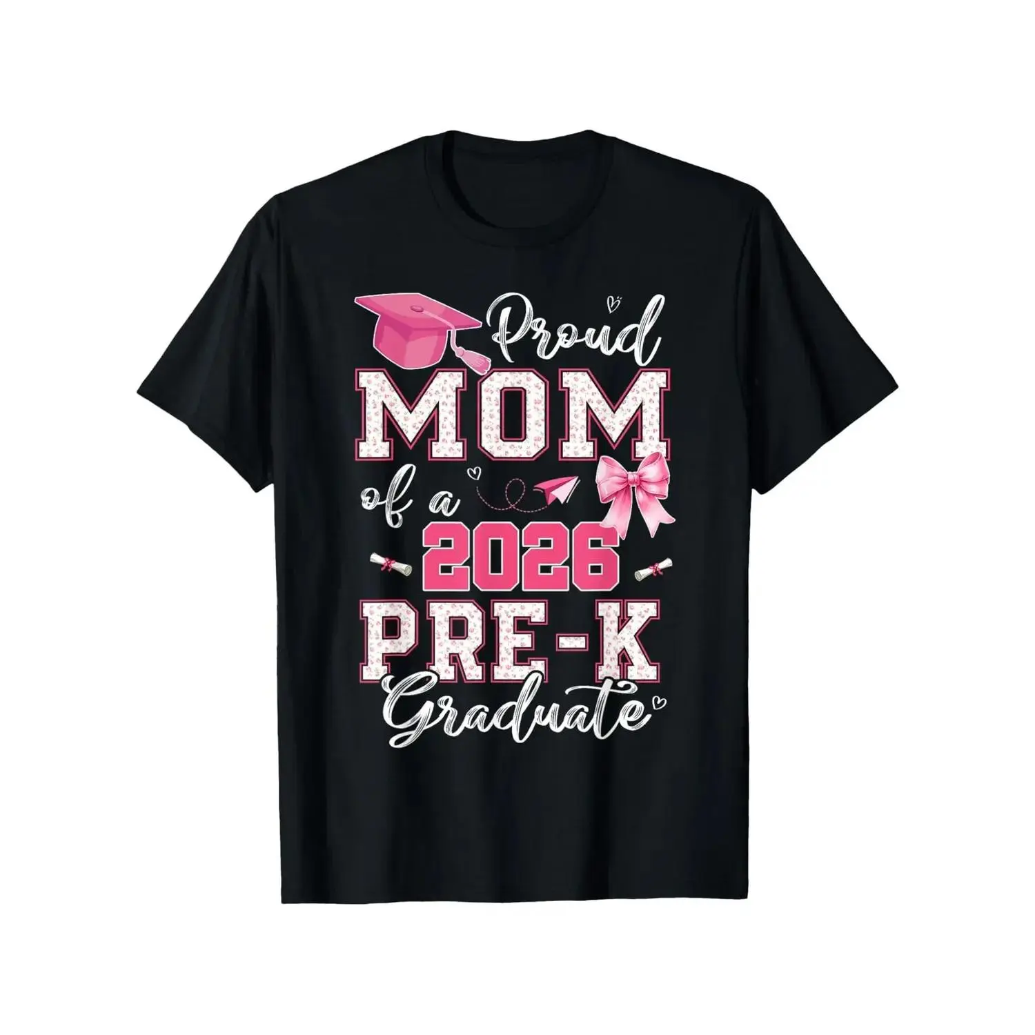 2026 Pre-K Graduation T-Shirt - Proud Mom of Pre-K Graduate, Loose Fit Casual Round Neck Tee with Diploma & Suitable for Pre-K Parties, Achievement Outfit (Comfortable Graduation Attire) Graphic Tshirt