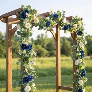 180cm Artificial Rose Money Leaf Wreath, Artificial Flower Wreath, Decorative Flower Wreath, Festival Vine Decor, Wedding Arch, Wedding Party Holiday Decoration, Thanksgiving Valentine Christmas Gift