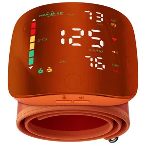 【Father's Day Gift 】Orange Rechargeable Wrist Blood Pressure  with LED Touch Screen, Voice Broadcast & 99x2 Memory — Accurate Home BP Tracking Made Simple,Suitable 5.3 - 7.6 inches