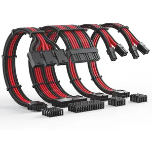 12VHPWR  Extension Kit, 16AWG Pcie 5.0 PSU  Extension Kit Soft Braided Power   Extension, 24pin ATX /4+4pin EPS /12+4pin 30CM Length with  Combs