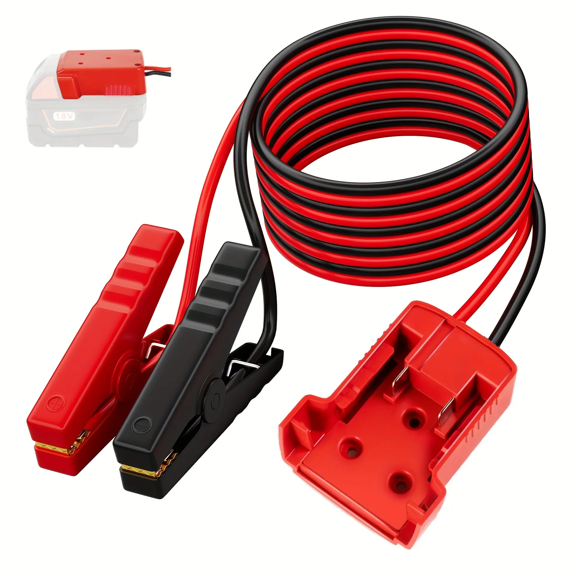 Battery Adapter Jumper Cables, Car Jump Starter Emergency Power Line with Alligator Clips for Auto Battery Booster & 12V Device Power Supply