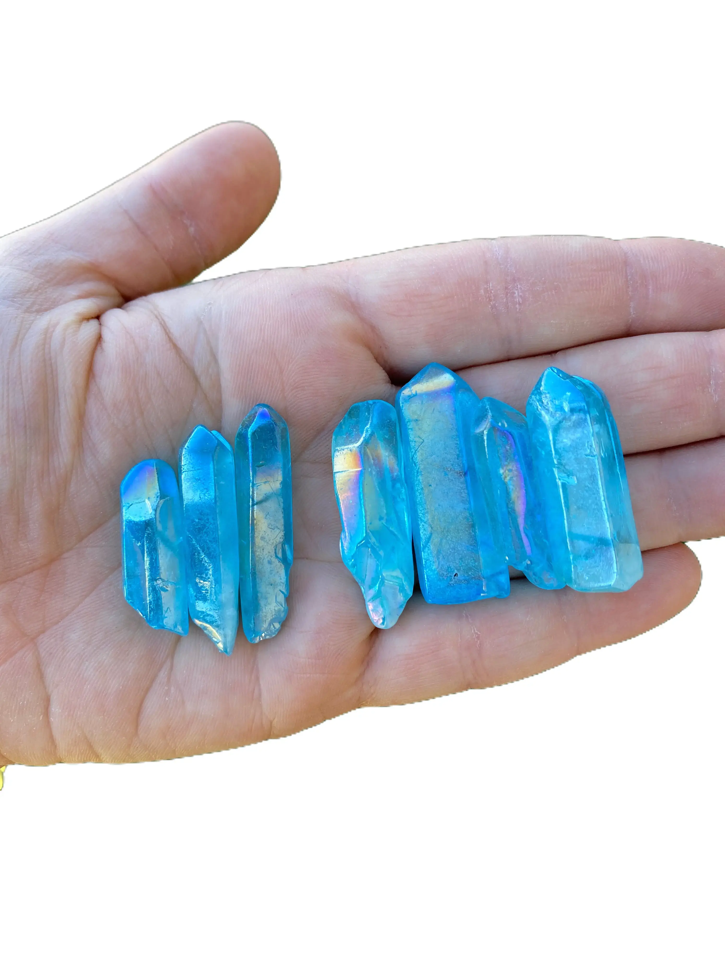 Aqua Aura Quartz Point - Polished Crystal Tower Healing Stones Gemstones