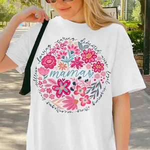 Boho floral mama T-shirt, mom adjectives shirt, she is mom png, mama sublimation, abstract floral, mama dtf transfer, mothers day, mom shirt