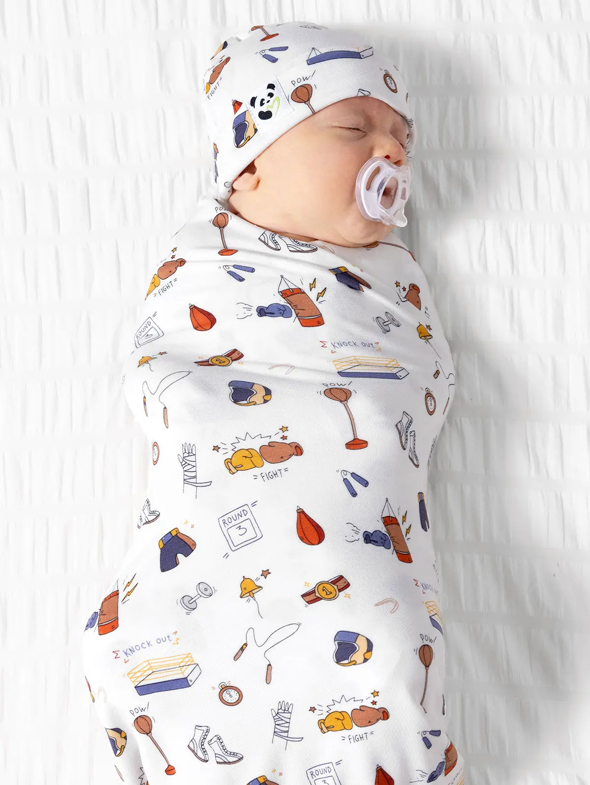 Boxing Bamboo Swaddle & Beanie Set