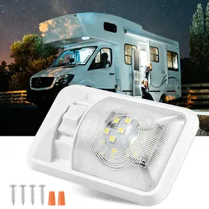 RV Ceiling Light Fixture, 48 Bright LEDs Interior Lamp with Removable Cover, PC Lens, Easy Wire Setup, Replacement Lighting for Camper Trailer, Boat