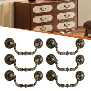 6 Pcs 128mm Vintage Drop Bail Dresser Drawer Pull Antique Bronze Cabinet Handle Knob Premium Zinc Alloy Construction