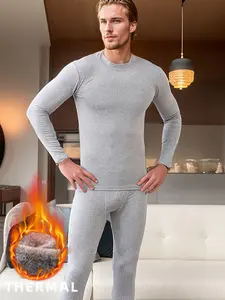 Men's Fall Winter Thermal Warm Underwear Set, Fleece Lined Thick Medium Neck Tight Fit Slim Base Layer, Autumn Long Johns