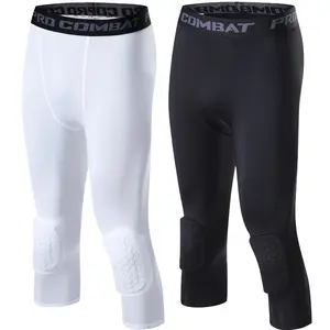 Basketball knee pads, anti-collision three-quarter tights, integrated honeycomb anti-fall basketball training running tight protective pants