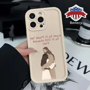 God Jesus Love Phone Case for iPhone 17 16 15 14 Pro Max 13 12 11 XR XS Plus Air E Shockproof Non Slip Military-Grade Protection Silicone Cover Cellphone Protective